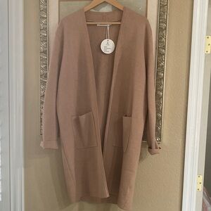 Elegant Tan Open-Front Cardigan